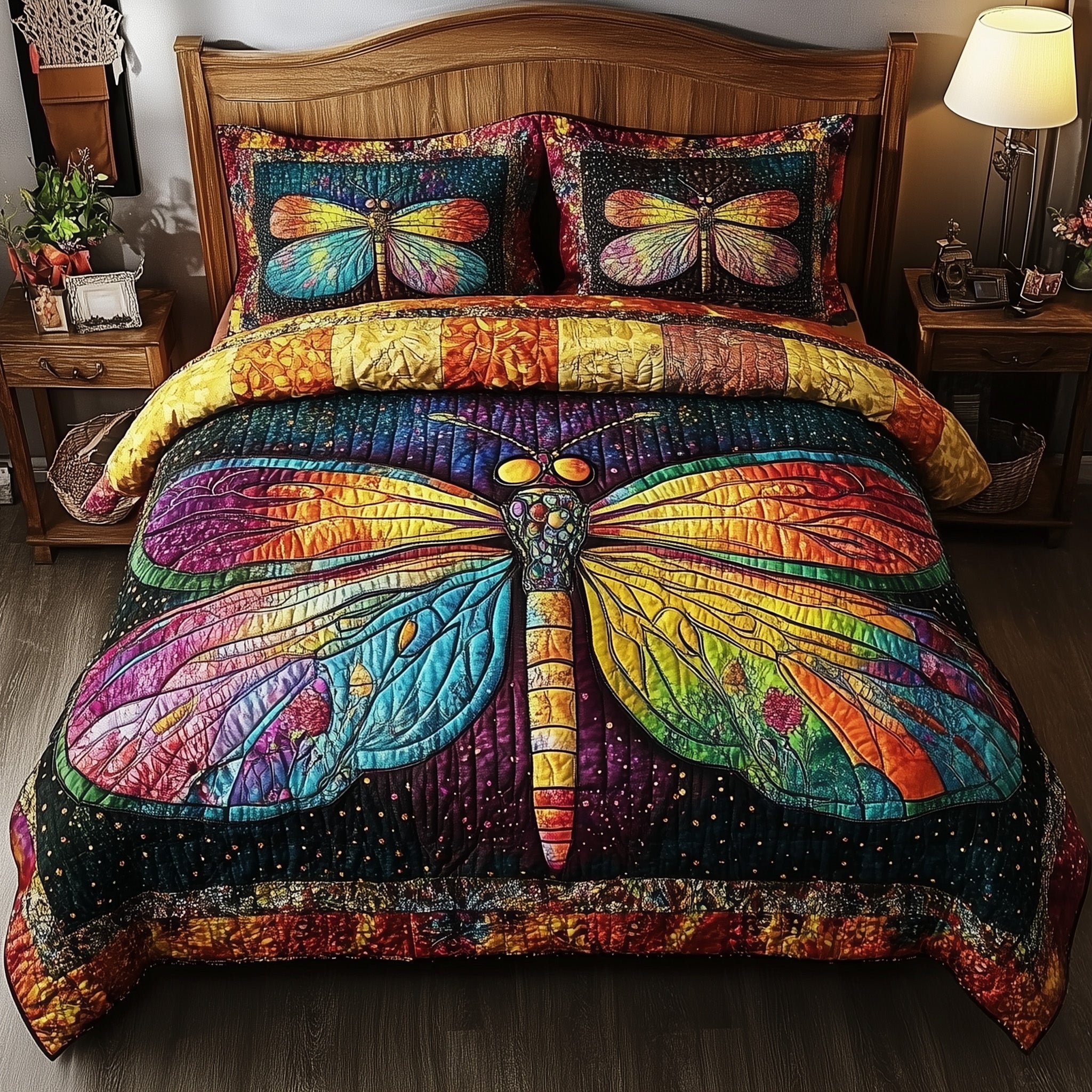 Dragonfly Dream Quilted Bedding Set Dragonfly Dream Houseware Gift For Dream Family - Tradiviet