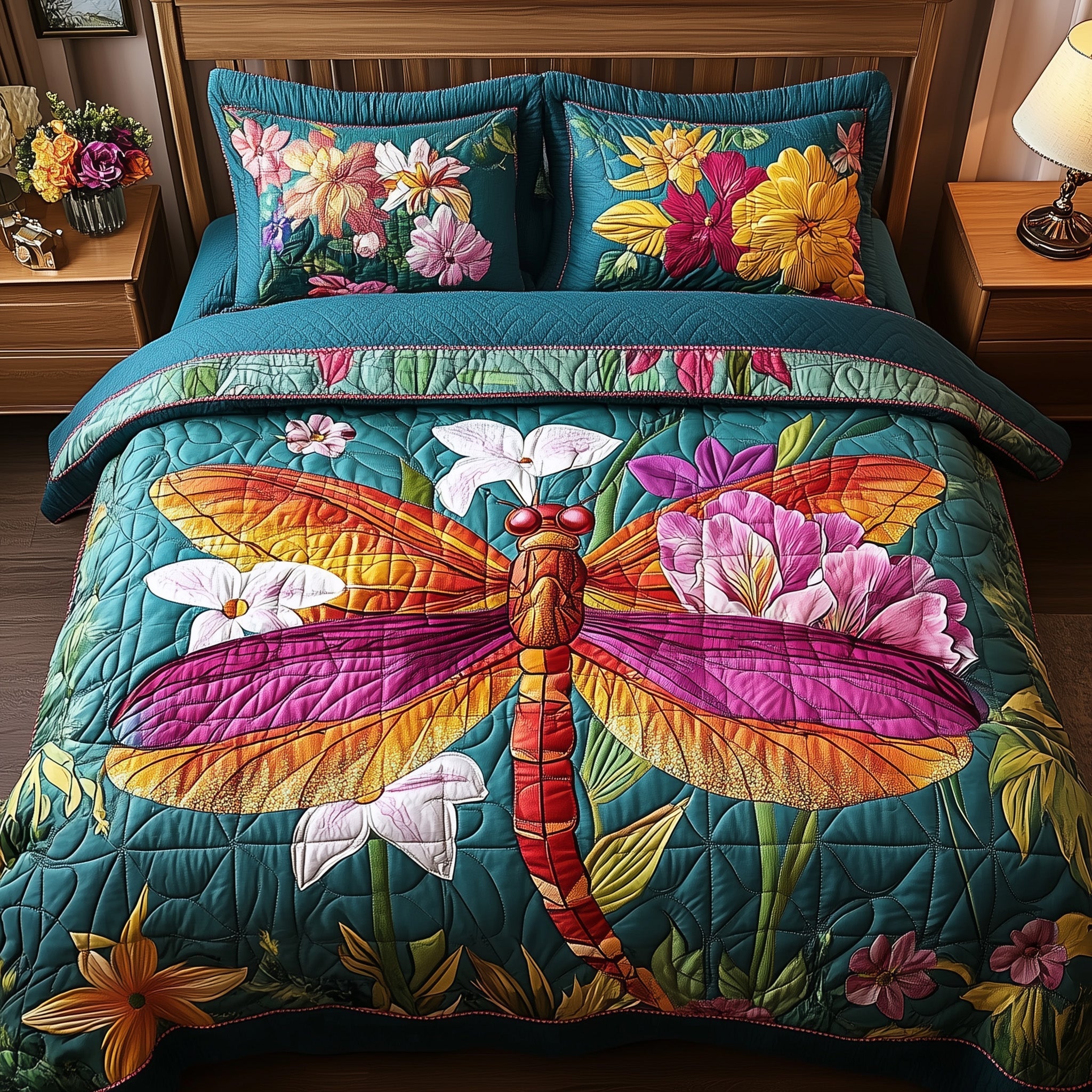 Dragonfly Dream Quilted Bedding Set Dragonfly Dream Nest Gift For Dragonfly Lovers - Tradiviet