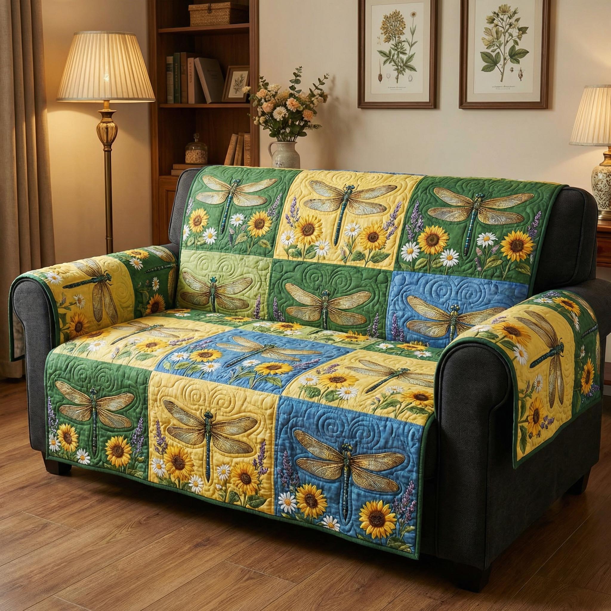 Dragonfly Dreams Quilted Sofa Cover Room Decor For Home Best Dragonfly Gifts For Christmas - Tradiviet
