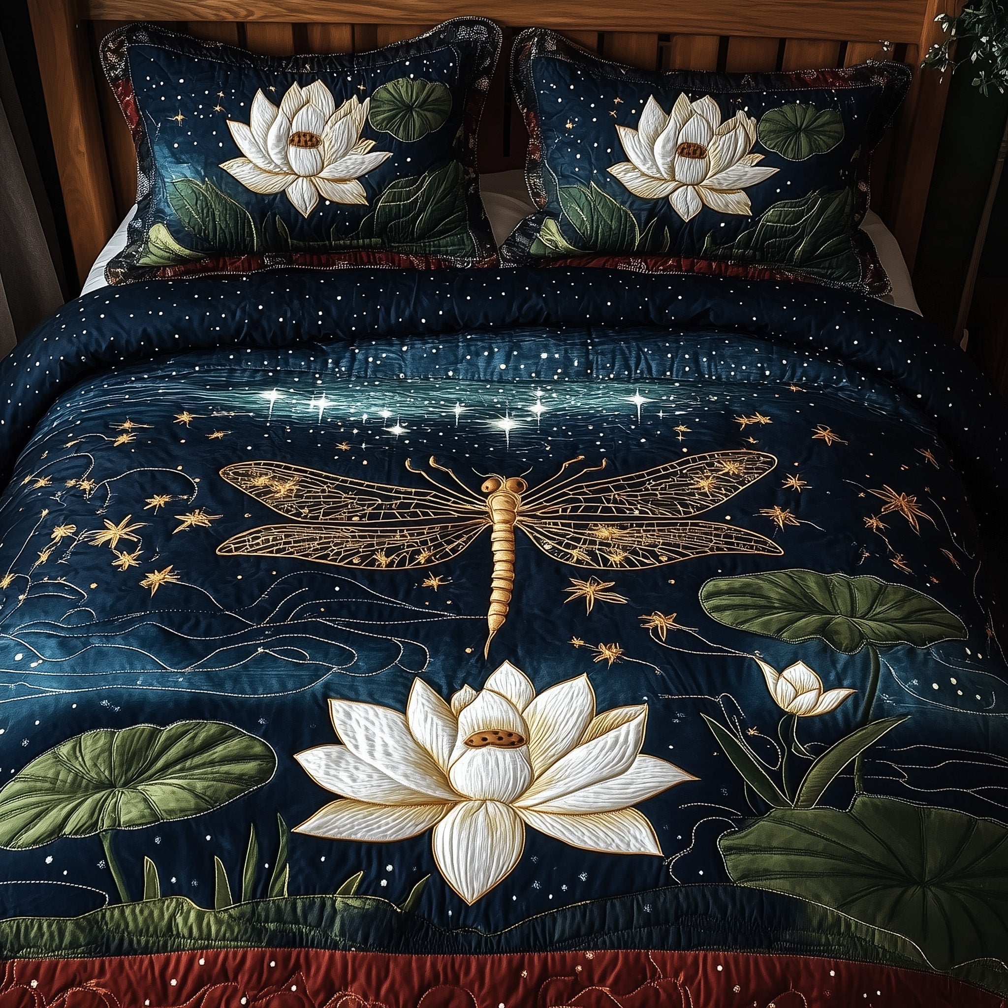 Dragonfly Glow Quilted Bedding Set Dragonfly Glow Accent Gift For Glow Lovers - Tradiviet