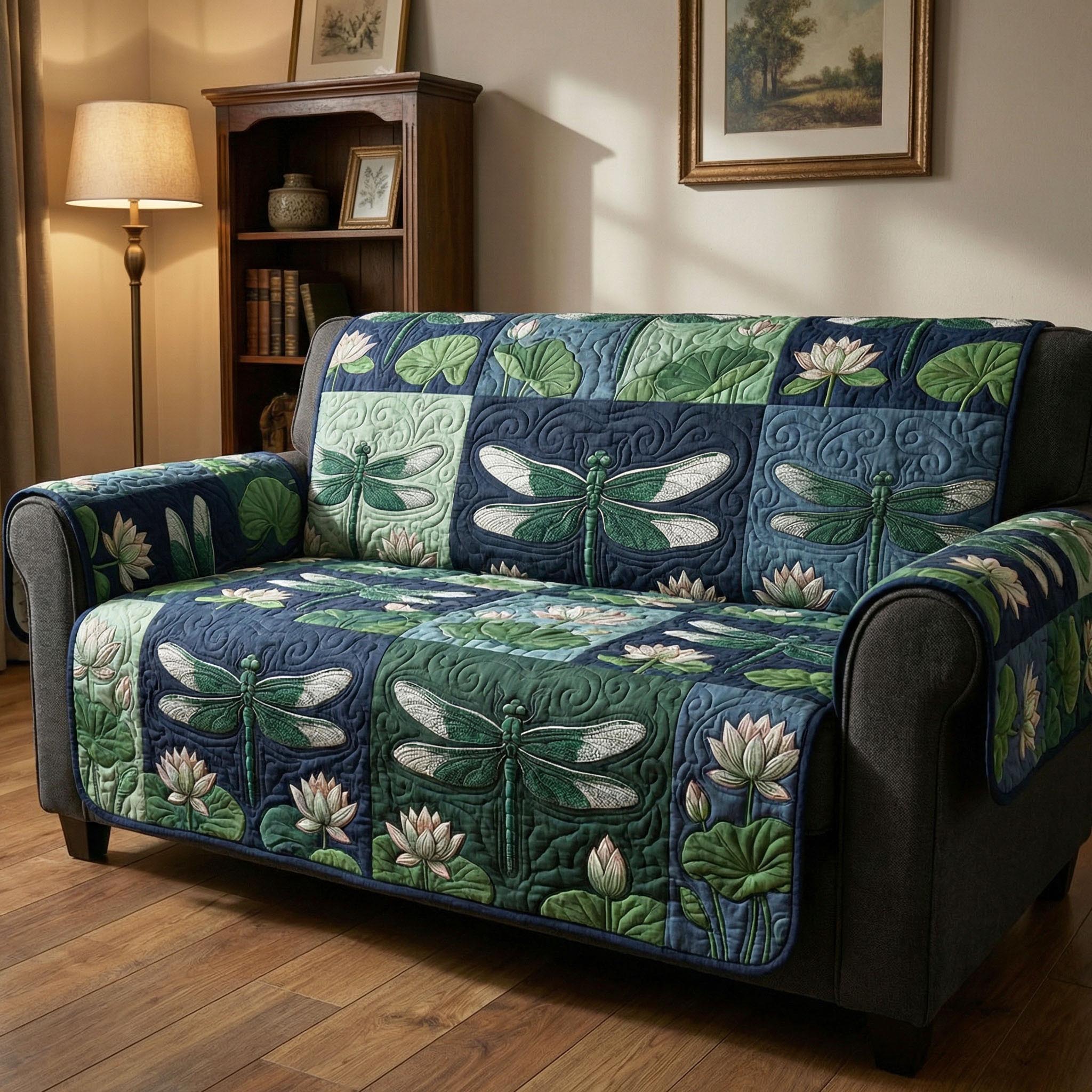 Dragonfly Haven Quilted Sofa Cover Soft Home Room Decor Dragonfly Mother's Day Gifts - Tradiviet