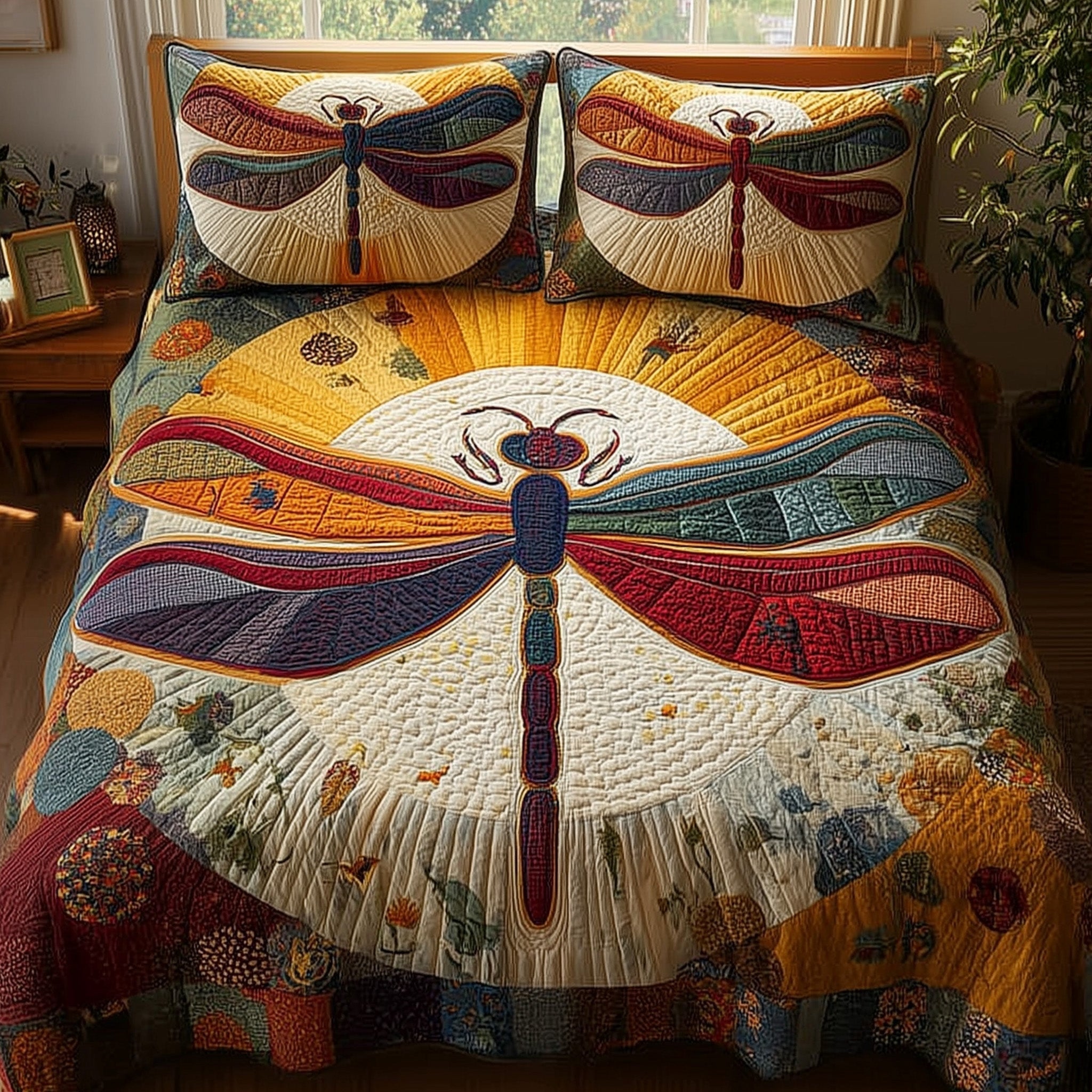 Dragonfly Paradise Quilted Bedding Set Dragonfly Paradise Nature Gift For Dragonfly Paradise - Tradiviet