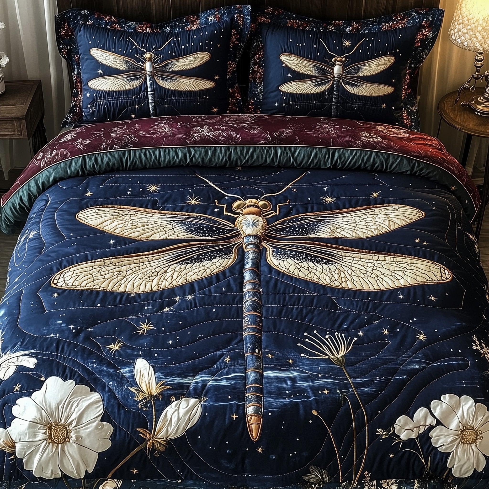Dragonfly Whisper Quilted Bedding Set Dragonfly Whisper Sunrise Gift For Dragonfly Whisper - Tradiviet