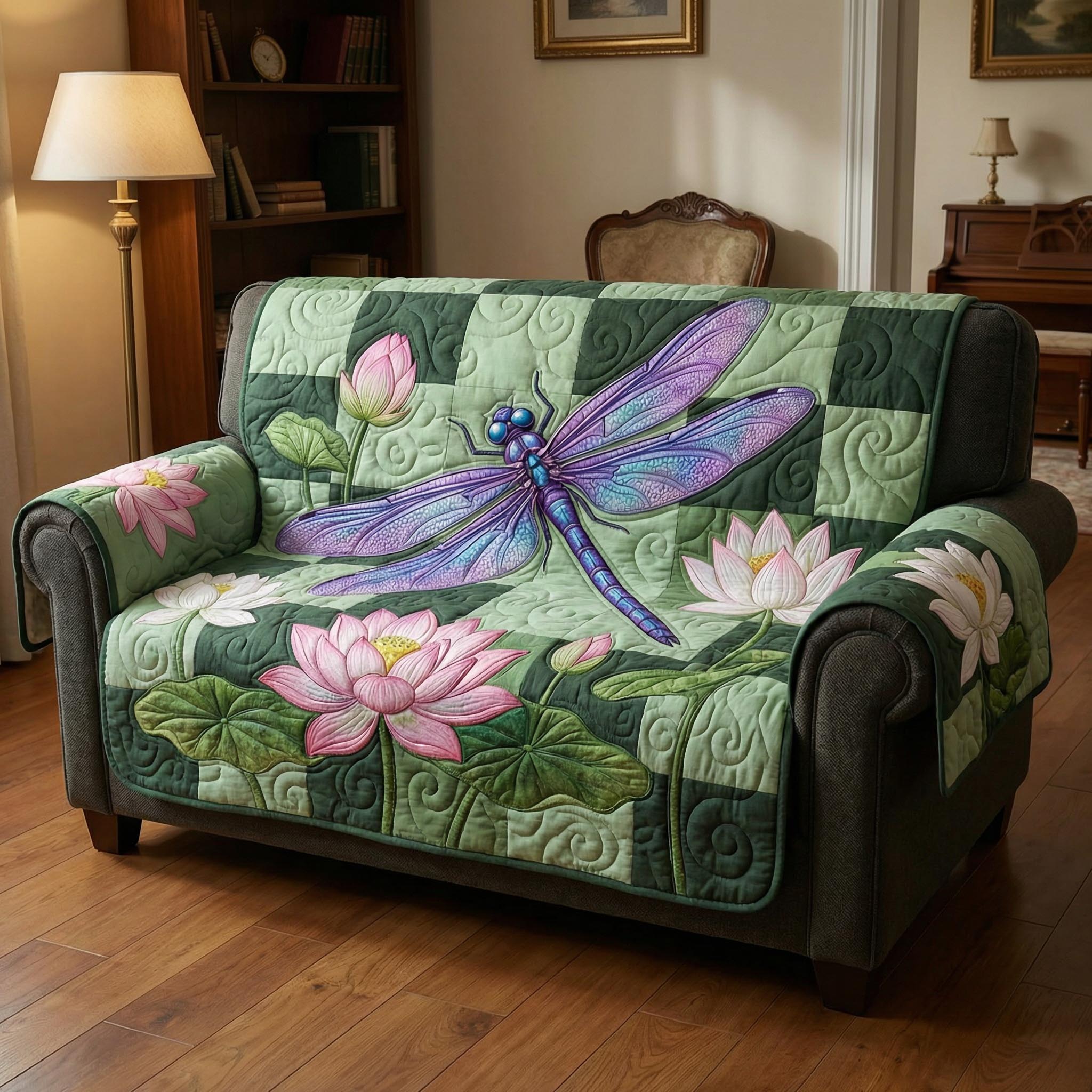 Dragonfly Whisper Quilted Sofa Cover Trendy Home Style Cool Gifts For Dragonfly Lovers - Tradiviet