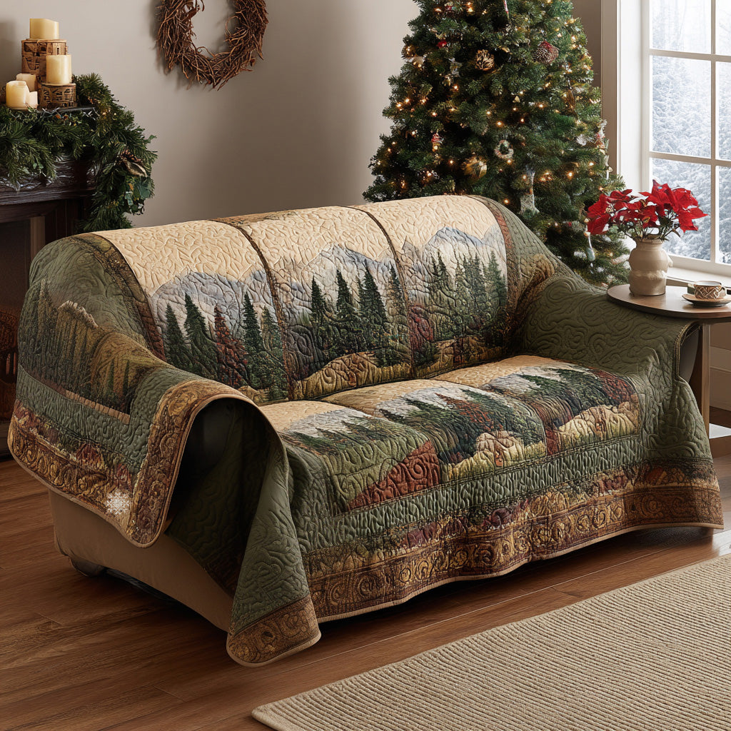 Dream Forest Quilted Sofa Cover Neutral Room Decor Home Lover Gift Ideas - Tradiviet