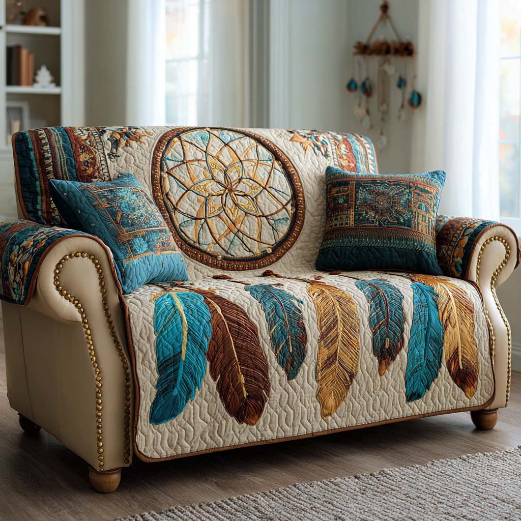 Dreamcatcher Aura Quilted Sofa Cover Seasonal Room Decor Top Home Decor Gifts - Tradiviet