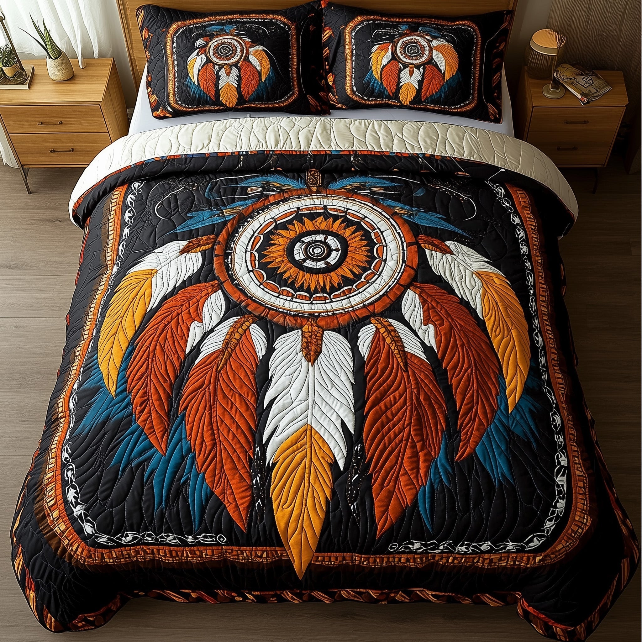 Dreamcatcher Quilted Bedding Set Dreamcatcher Home Backdrop Gift For Dreamcatcher Fans - Tradiviet