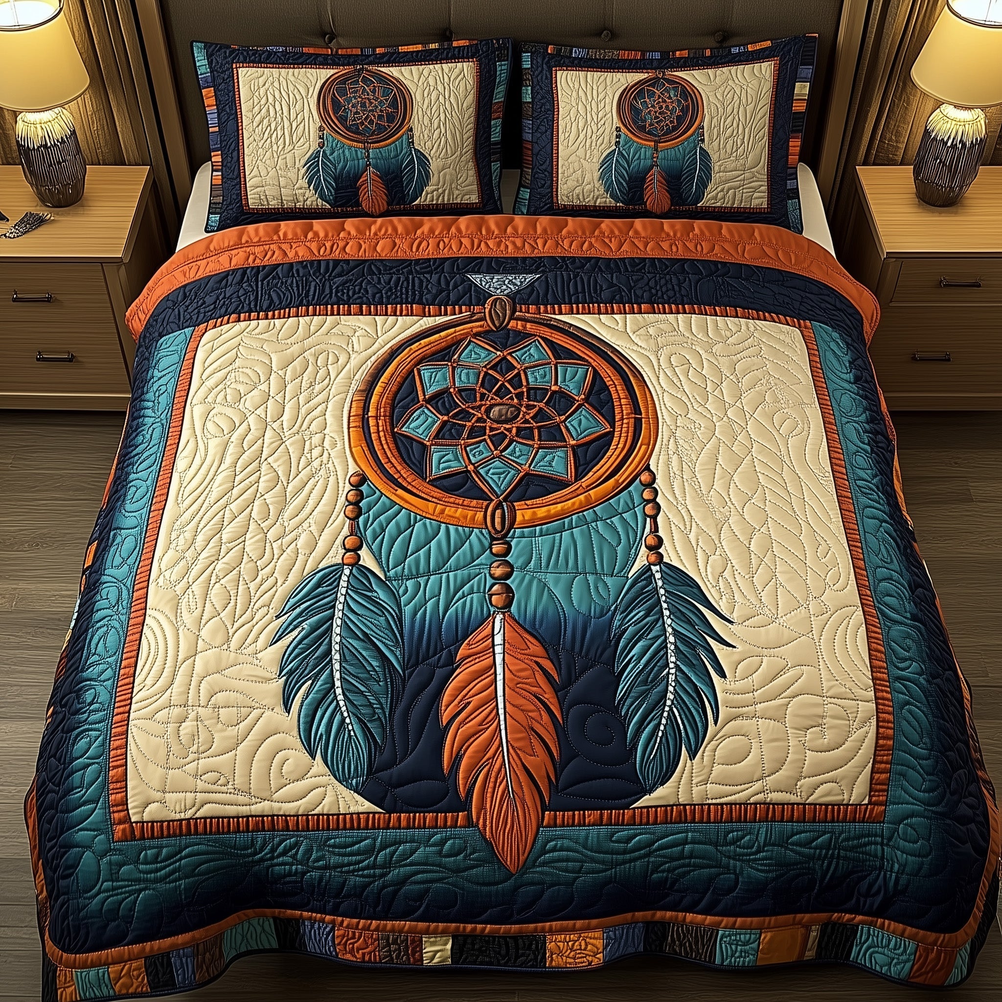 Dreamcatcher Quilted Bedding Set Dreamcatcher Home Splendor Gift For Dreamcatcher Husband - Tradiviet
