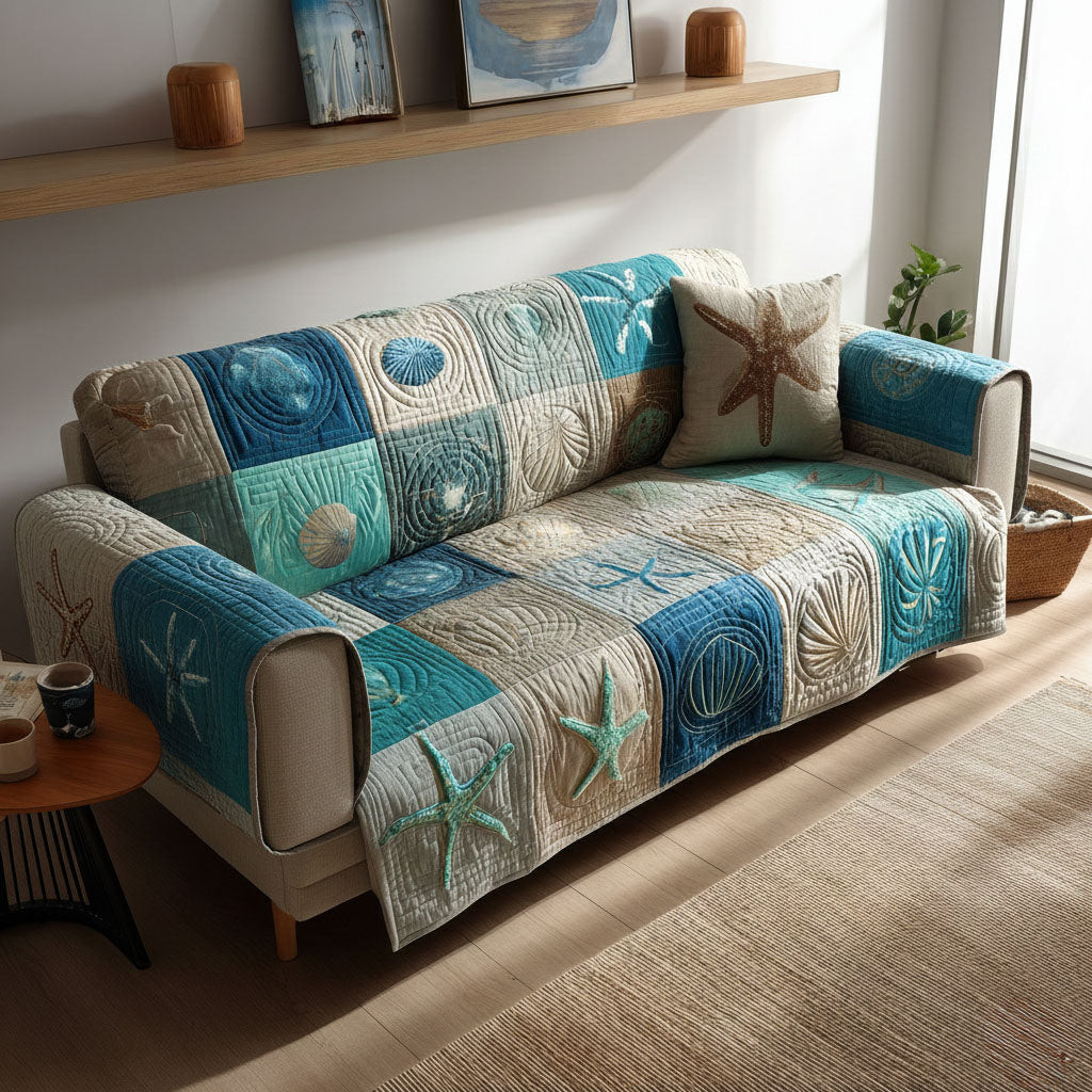 Drift Shore Quilted Sofa Cover Best Sofa Slipcovers Presents For Ocean Lovers - Tradiviet