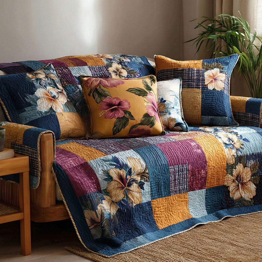 Drifted Blues Quilted Sofa Cover Furniture Covers Beach Lover Christmas Gifts - Tradiviet