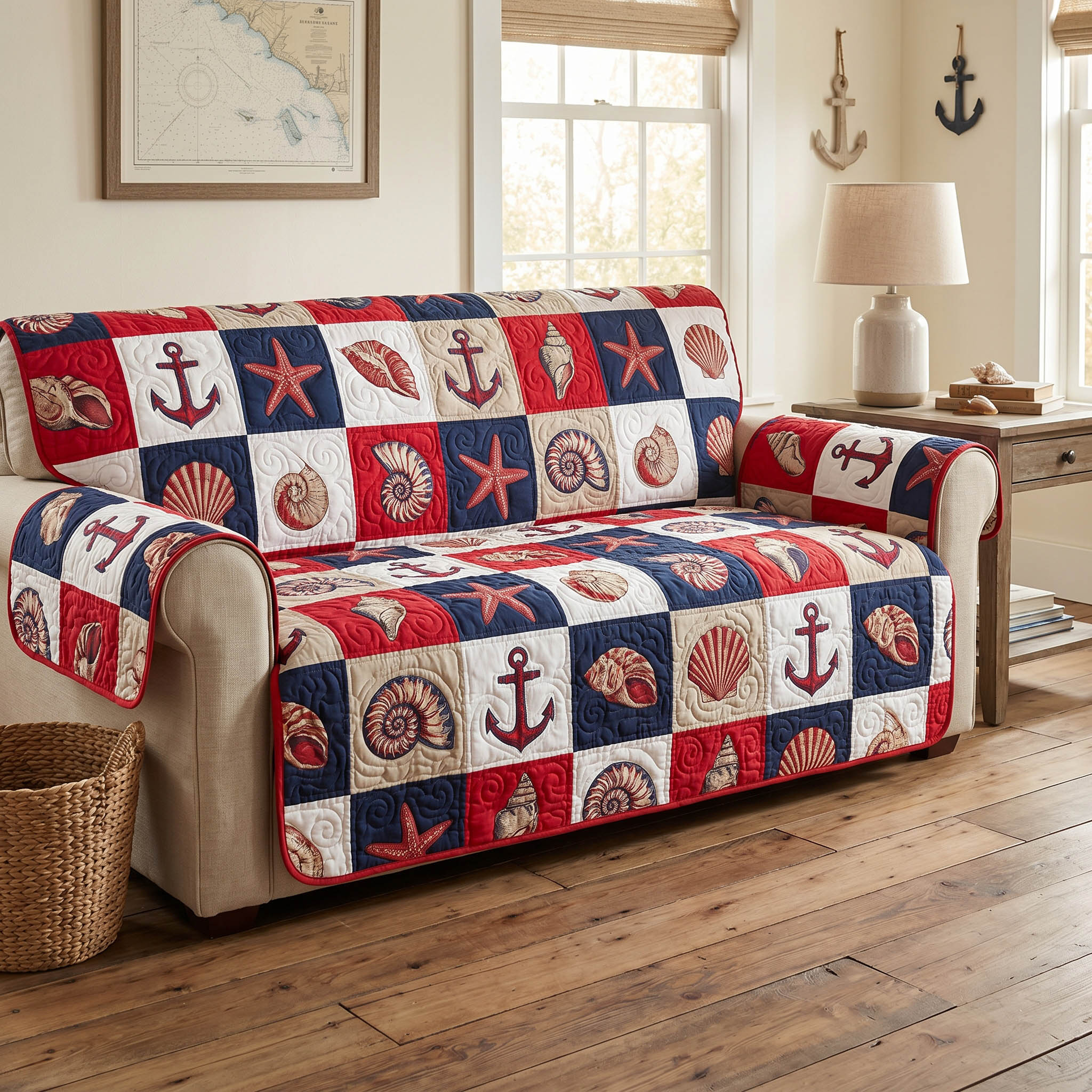 Driftwood Coast Quilted Sofa Cover Minimalist Room Decor Best Housewarming Gift Ideas - Tradiviet