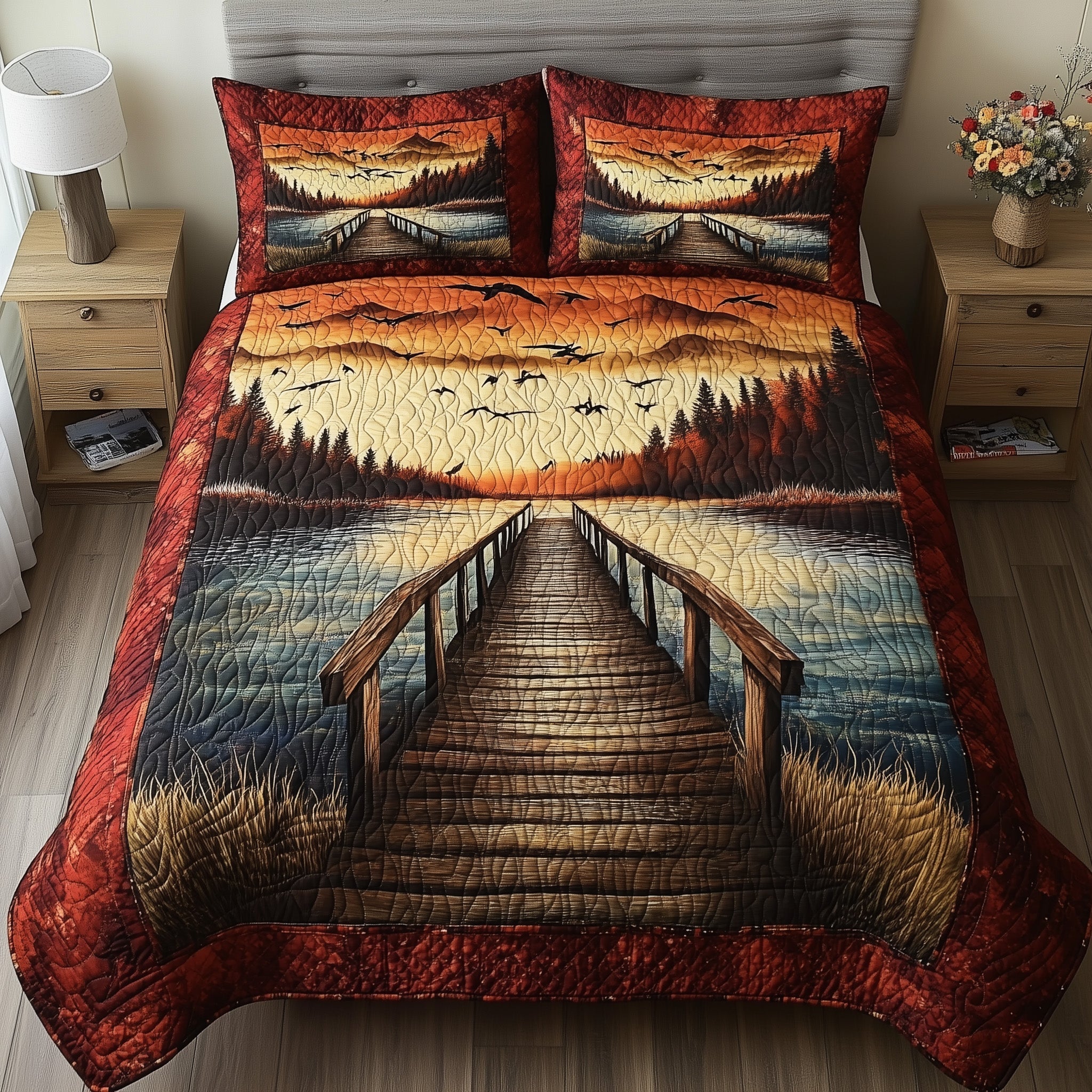 Driftwood Rest Quilted Bedding Set Driftwood Rest Beauty Gift For Driftwood Rest - Tradiviet