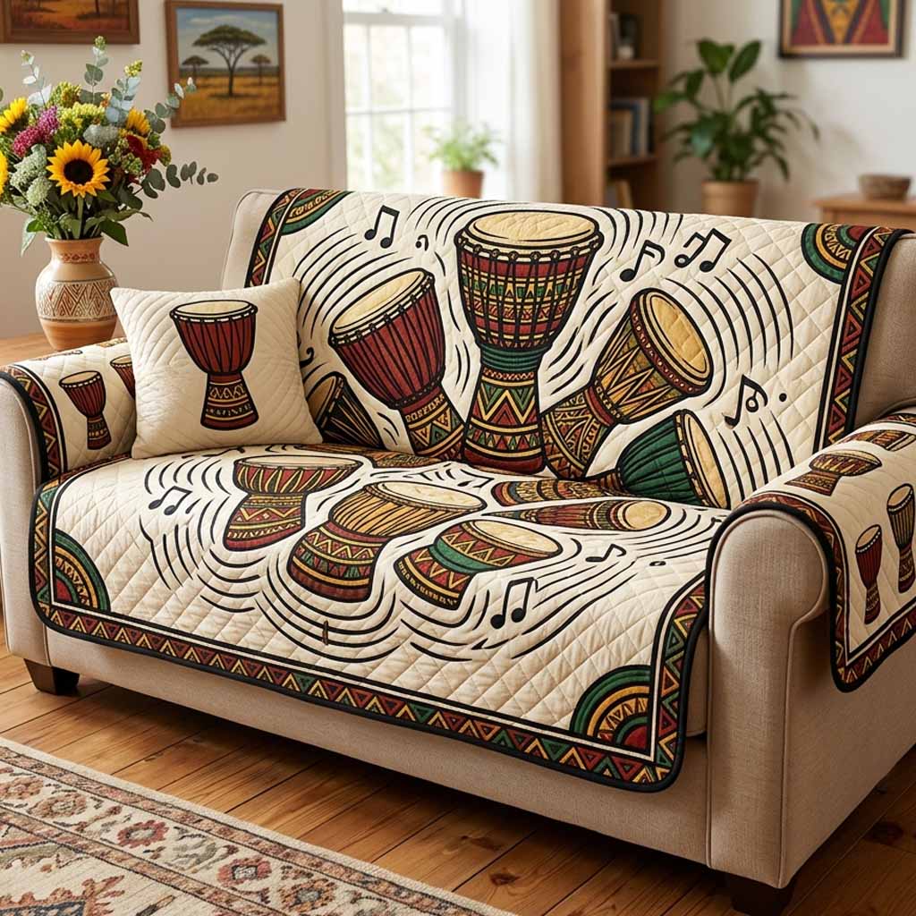 Drum Spirit Quilted Sofa Cover Cozy Home Room Decor Gift For Home Decor - Tradiviet