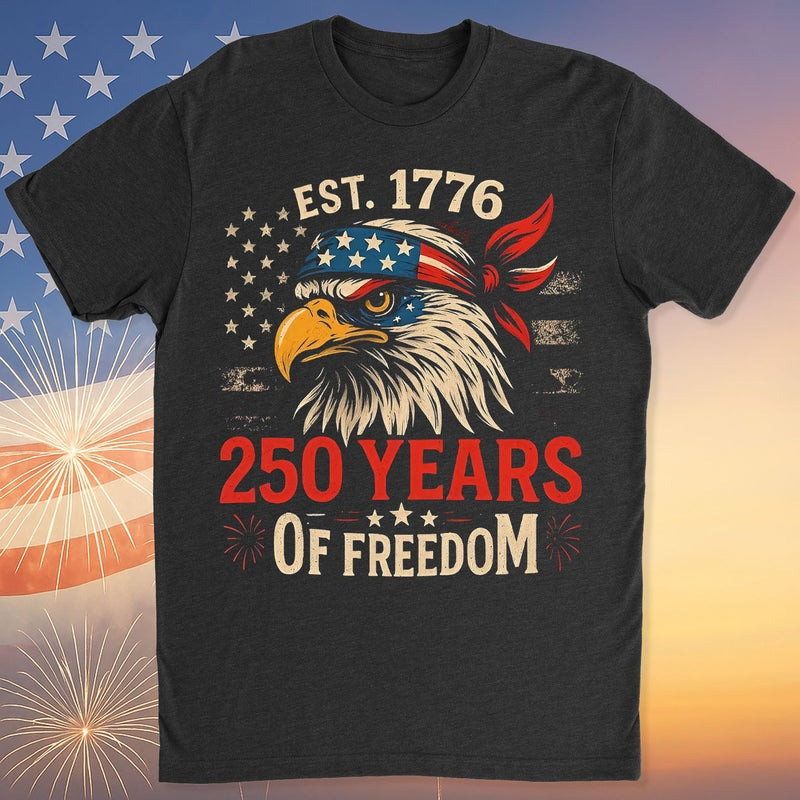 Eagle 250 Years Of Freedom Est 1776 T-Shirt Proud Veteran Merch Christmas Gifts For Patriots - Tradiviet - Image 2