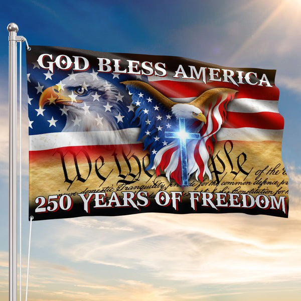 Eagle 250 Years Of Freedom Flag God Bless America Patriotic Flag Patriots Gifts For Dad - Tradiviet