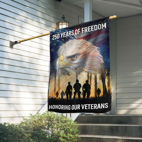 Eagle 250 Years Of Freedom Flag Honoring Our Veterans Patriotic Flag Outdoor Decorations - Tradiviet