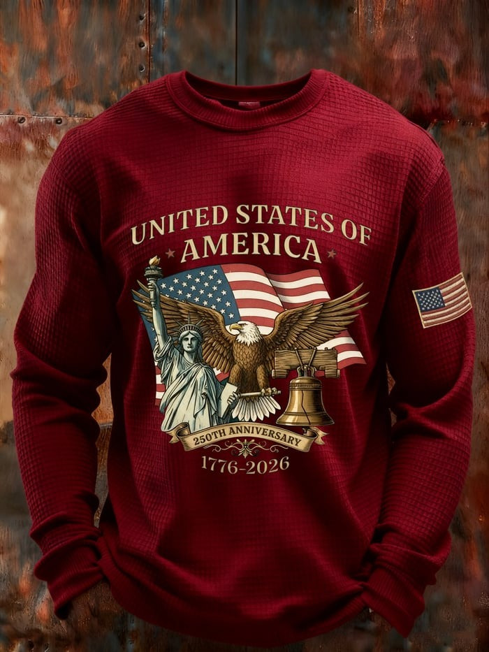 Eagle America 250th Anniversary Long Sleeve Shirt Mens 1776 2026 Patriotic 250 Years Freedom - Tradiviet - Image 3