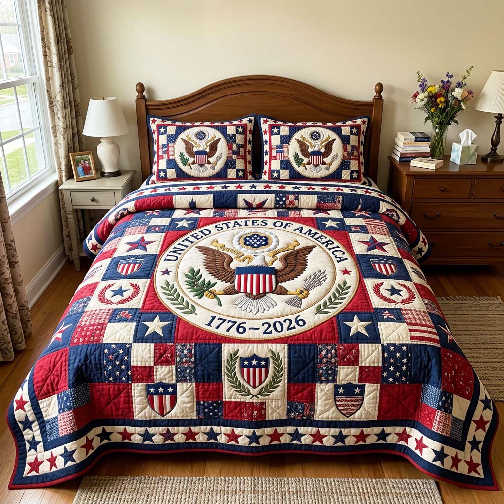 Eagle Crest Quilted Bedding Set Eagle Crest Spirit Gift For Eagle Crest - Tradiviet