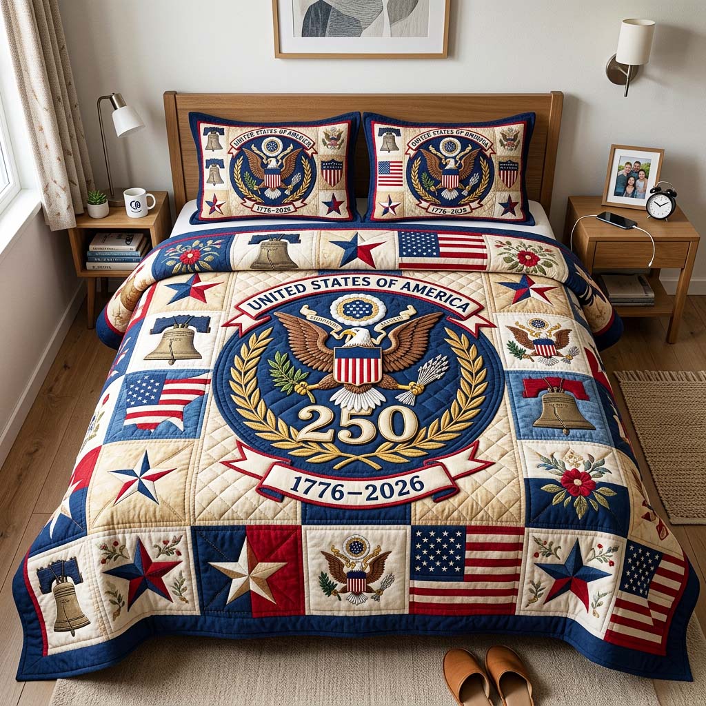 Eagle Crest Quilted Bedding Set Eagle Crest Wonderland Gift For Eagle - Tradiviet