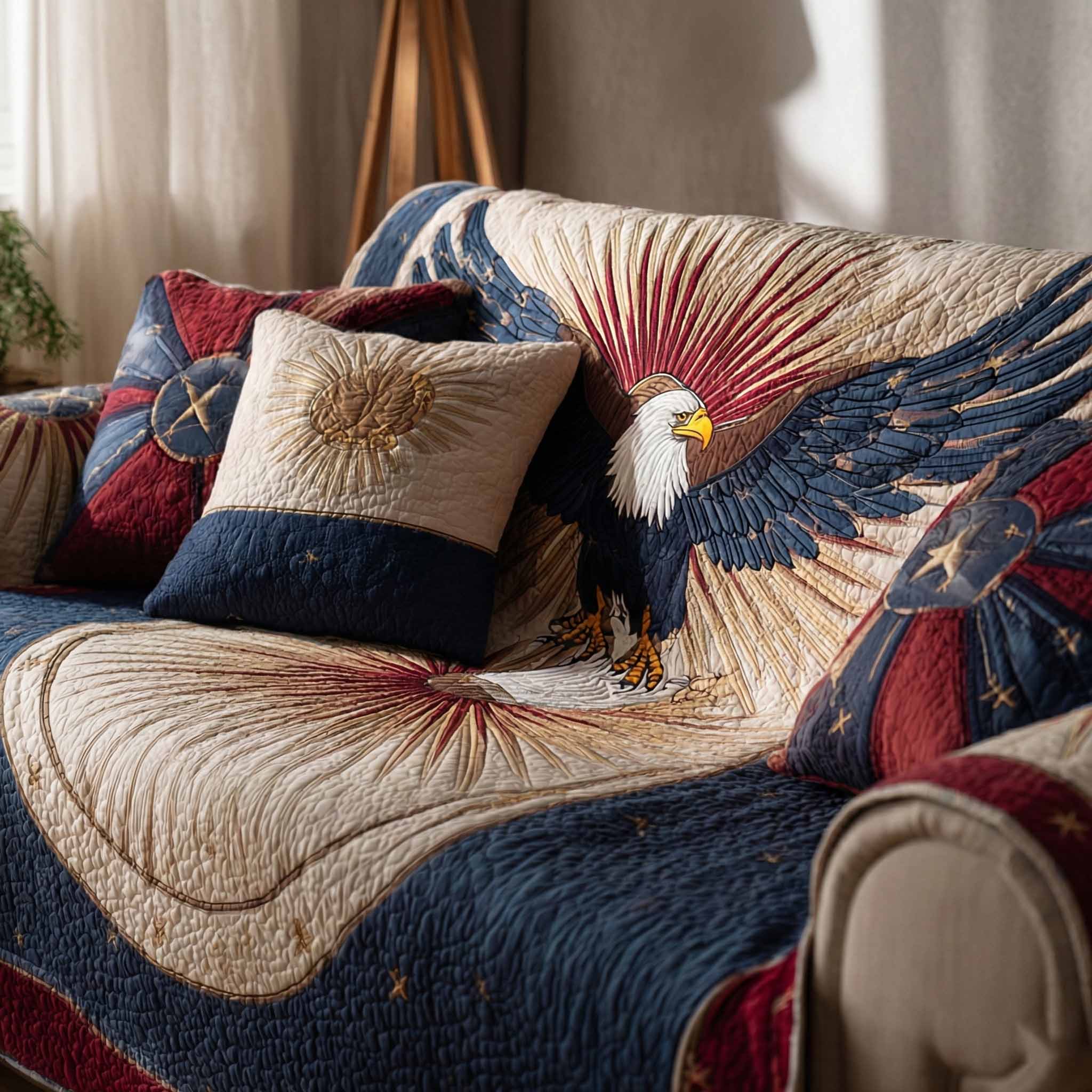 Eagle Majesty Quilted Sofa Cover Soft Home Room Decor Presents For New Home - Tradiviet
