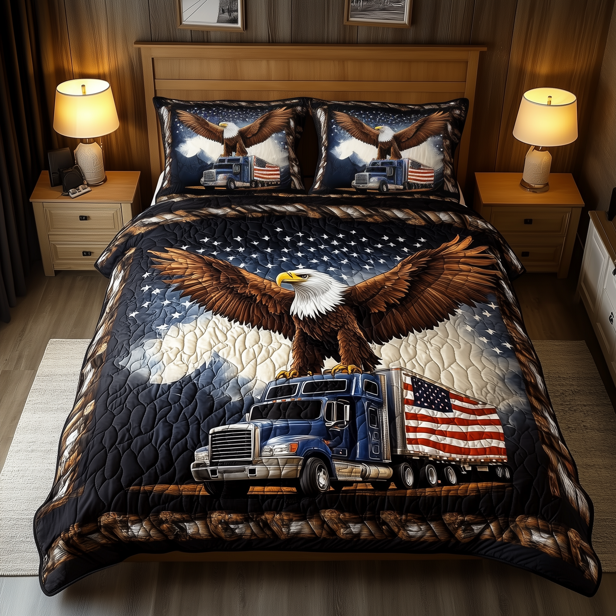 Eagle of Freedom Quilted Bedding Set Eagle Freedom Palette Gift For Eagle Freedom - Tradiviet