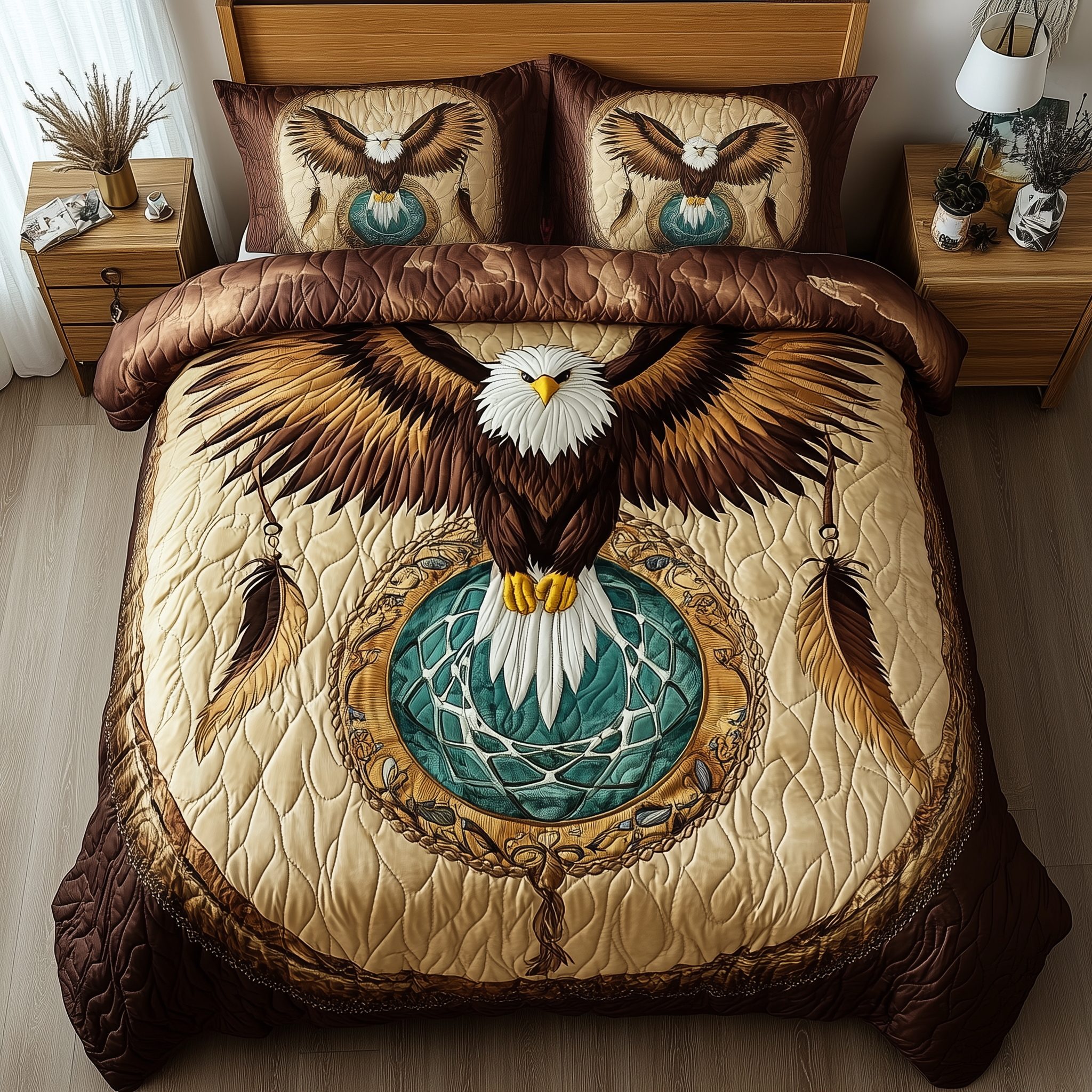 Eagle of the Native Sky Quilted Bedding Set Eagle Native Appeal Gift For Eagle Native - Tradiviet