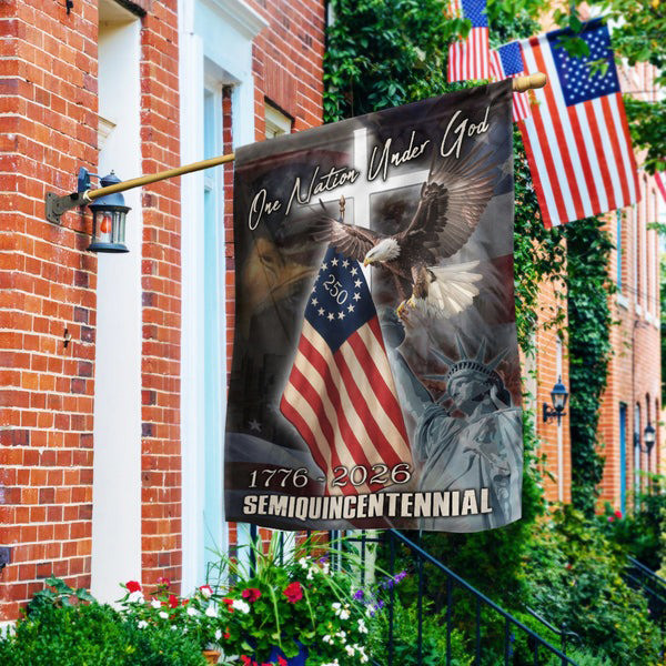 Eagle One Nation Under God 1776 2026 Flag Semiquincentennial America 250 Years Merch - Tradiviet