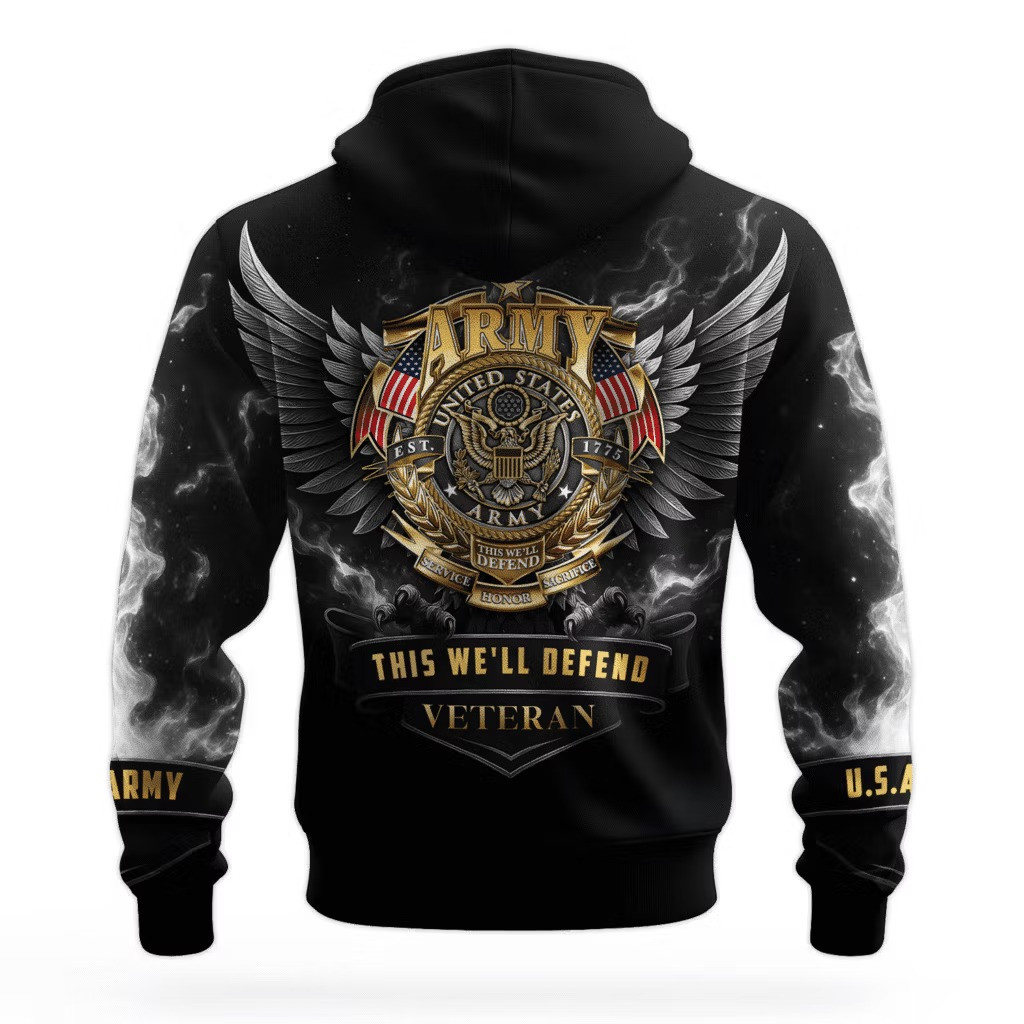 Eagle US Army 250 Years Of Service Hoodie 250Th Anniversary 1775 2025 Army Veteran Gifts - Tradiviet - Image 2