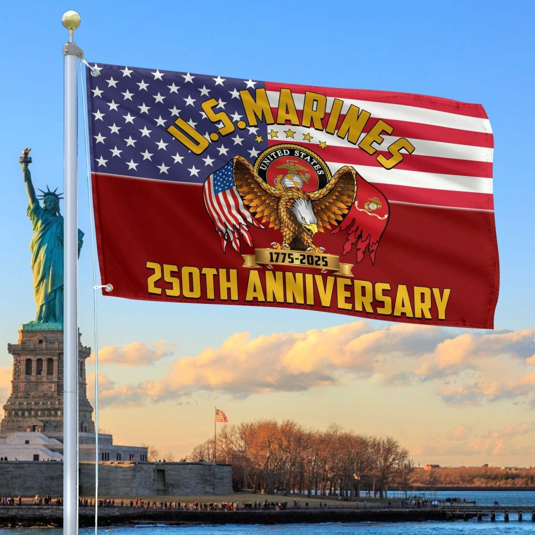 Eagle US Marine Corps 250th Anniversary Flag 2025 Patriotic Outdoor Decor Gifts For Veteran - Tradiviet