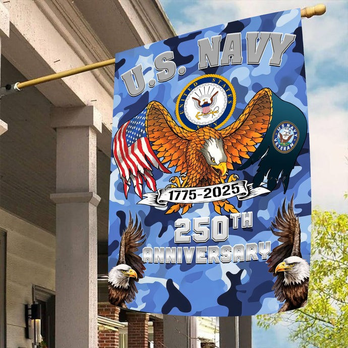 Eagle US Navy 250th Anniversary Camo Flag 1775 2025 USN Merchandise Gifts Navy Veterans - Tradiviet