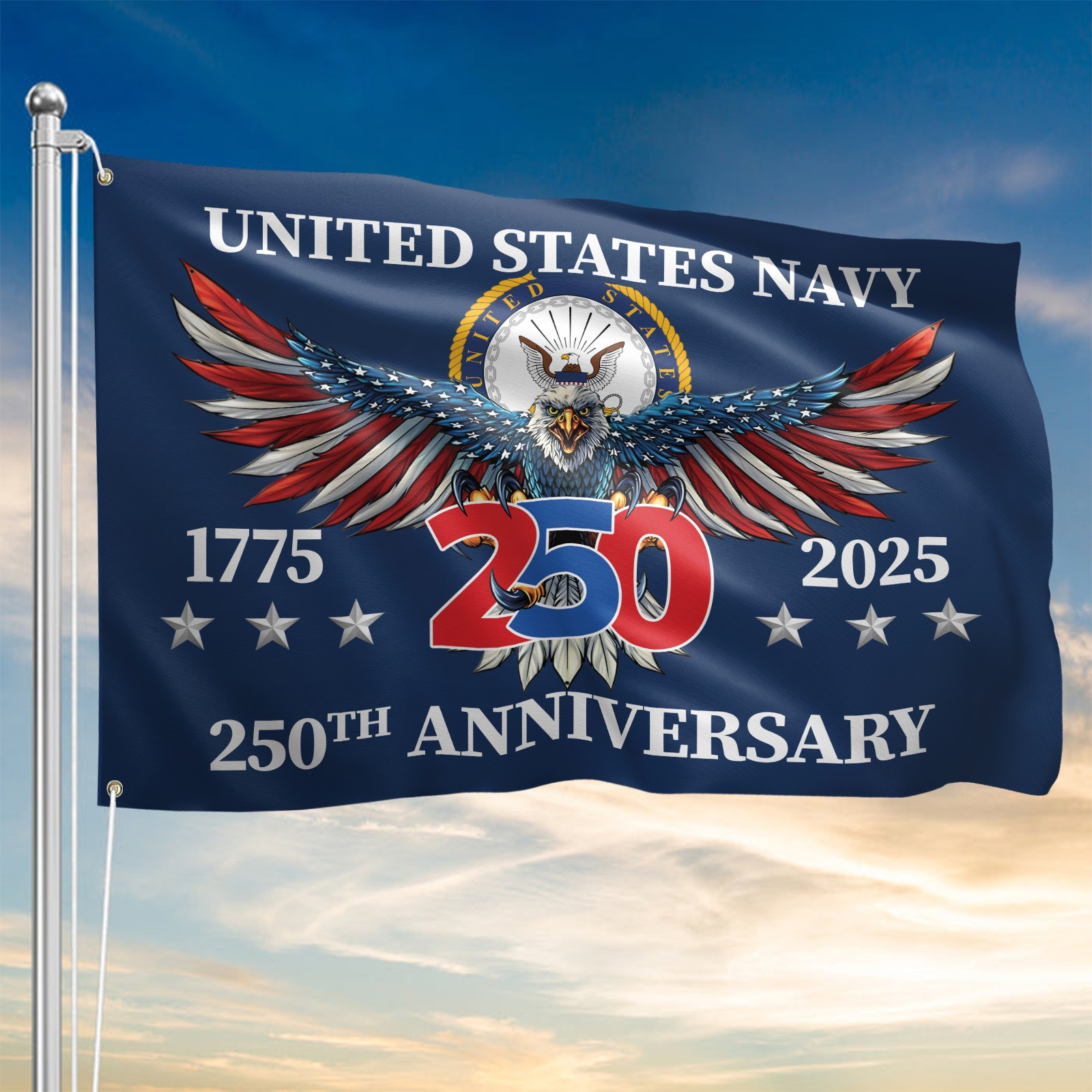 Eagle U.S. Navy 250Th Anniversary Flag 1775 2025 USN Merch Decor Unique Veteran Gifts - Tradiviet