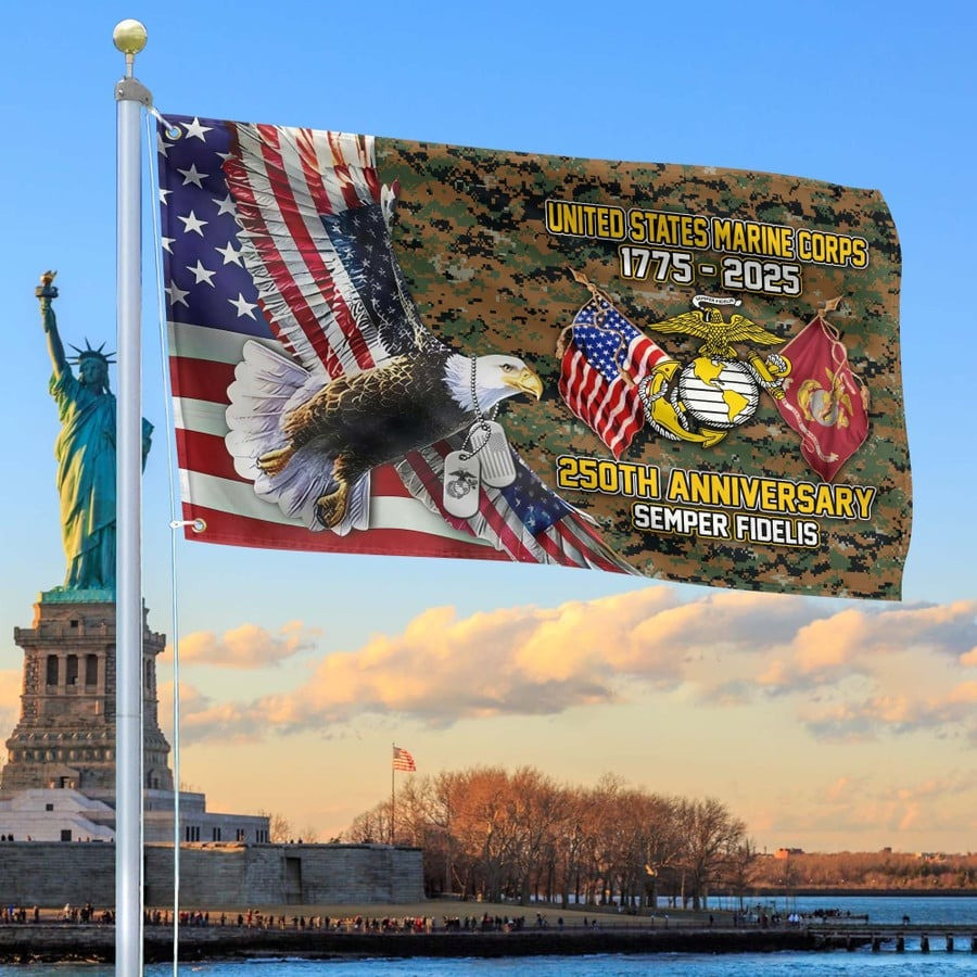 Eagle US Navy 250th Anniversary Flag Semper Fortis American Flag USN Merch Patriotic Gifts - Tradiviet