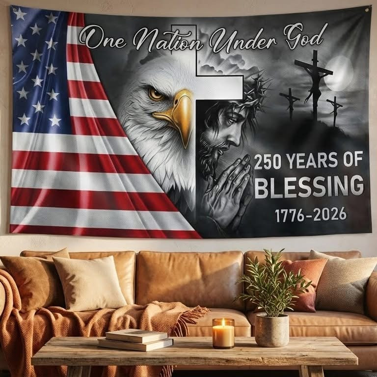 Eagle USA 250 Years Of Blessing American Flag One Nation Under God Flag Christian Home Decor - Tradiviet