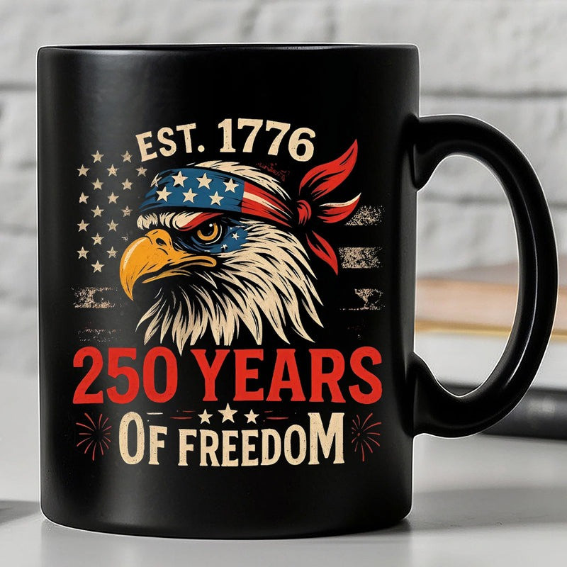 Eagle USA 250 Years Of Freedom Est 1776 Mug Veteran Day Merch Christmas Gifts For Veterans - Tradiviet - Image 2