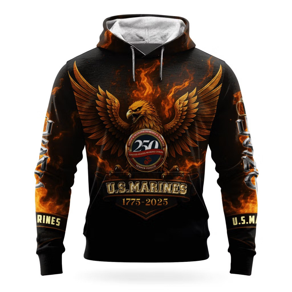 Eagle USMC 250Th Anniversary Camo Hoodie 1775 2025 Merch Marine Corps Veteran Clothing - Tradiviet