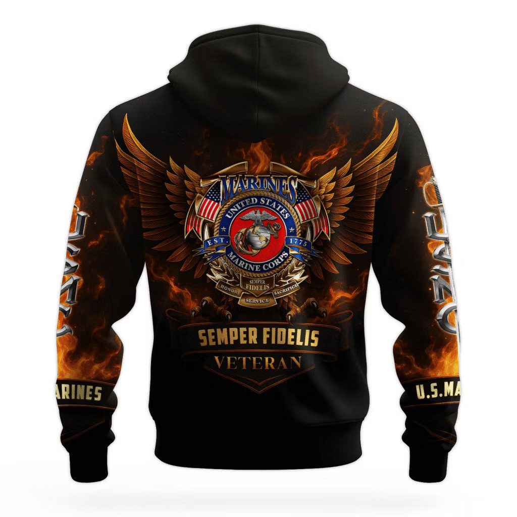 Eagle USMC 250Th Anniversary Camo Hoodie 1775 2025 Merch Marine Corps Veteran Clothing - Tradiviet - Image 2