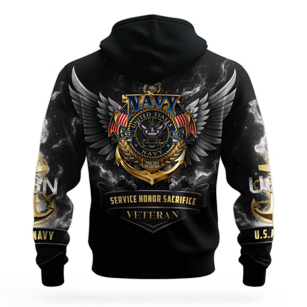 Eagle USN Navy 250Th Anniversary Hoodie USN Merch United States Navy Veteran Gift Ideas - Tradiviet - Image 2