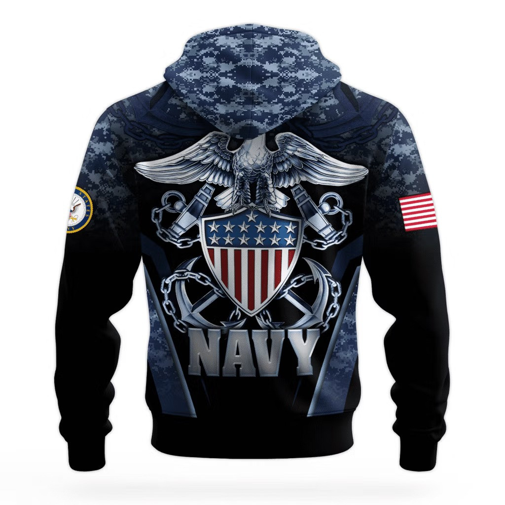 Eagle USN US Navy 250Th Anniversary Camo Hoodie 1775 2025 Gift Ideas For Navy Veterans - Tradiviet - Image 2