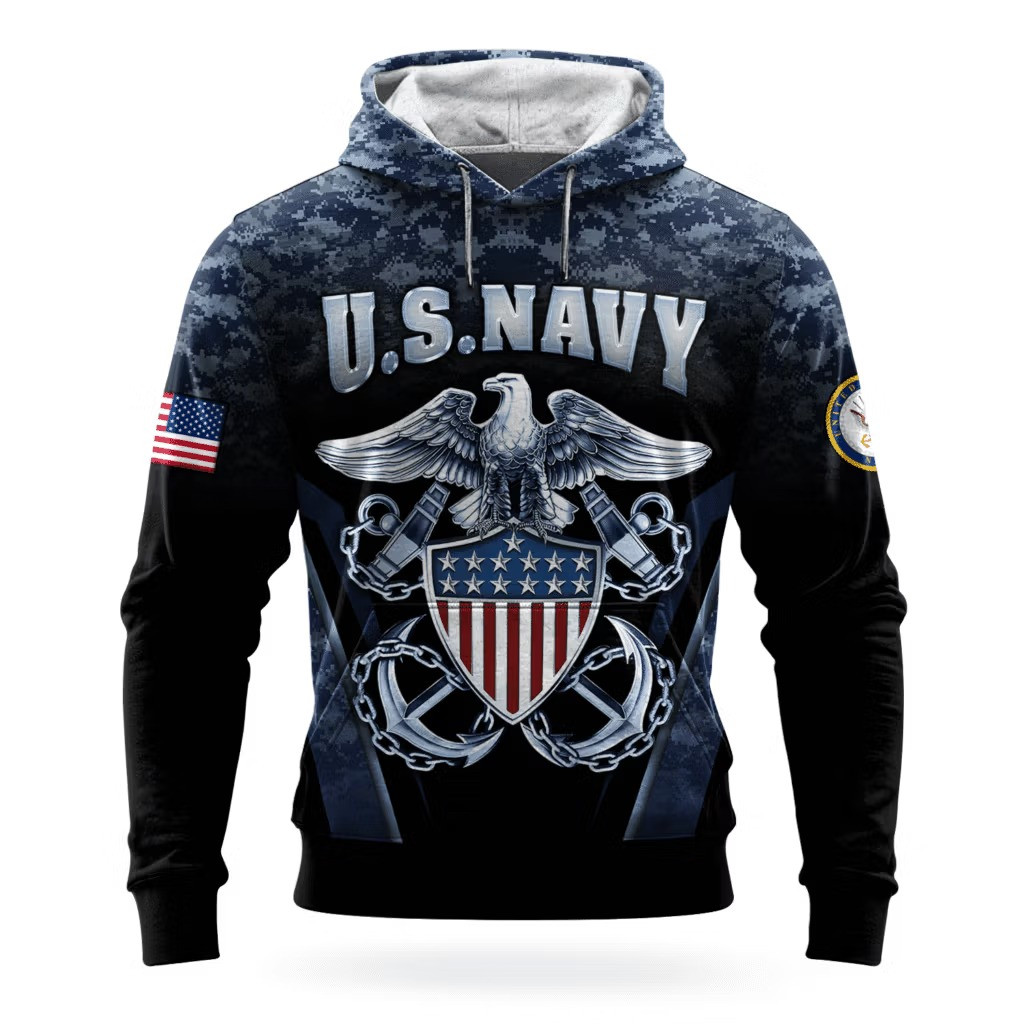 Eagle USN US Navy 250Th Anniversary Camo Hoodie 1775 2025 Gift Ideas For Navy Veterans - Tradiviet