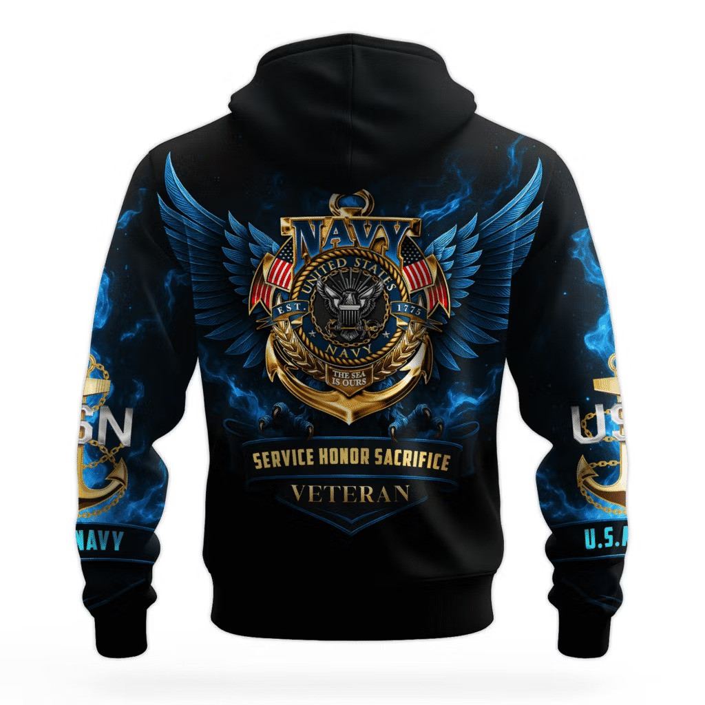 Eagle USN US Navy 250Th Anniversary Hoodie 1775 2025 Clothing Best Veterans Day Gifts - Tradiviet - Image 2