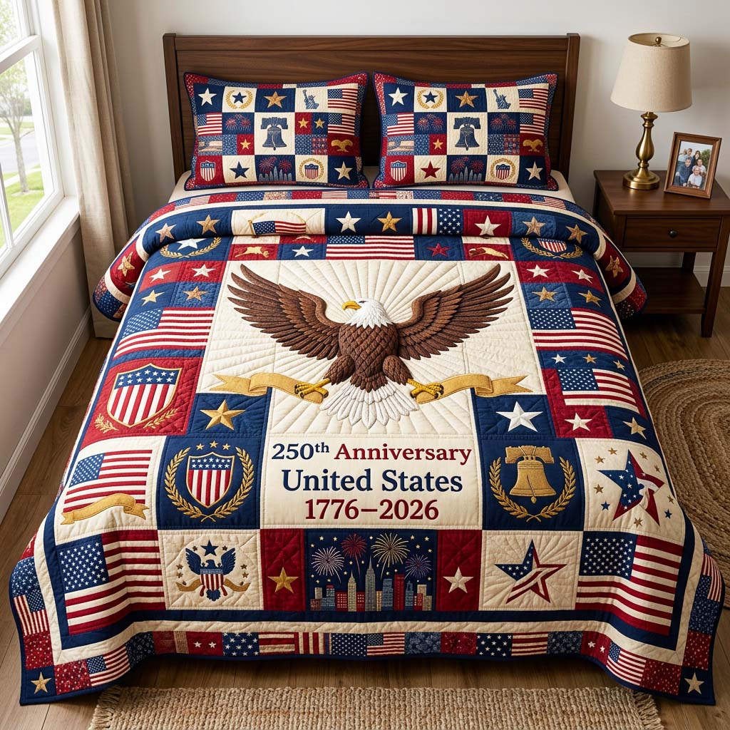 Eagle Victory Quilted Bedding Set Eagle Victory Atmosphere Gift For Eagle Victory - Tradiviet