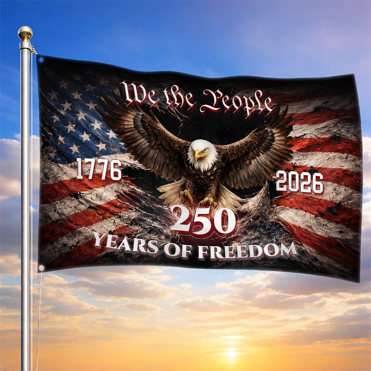 Eagle We The People Vintage Flag 250 Years OF Freedom Merch Gift For 4th Of July - Tradiviet