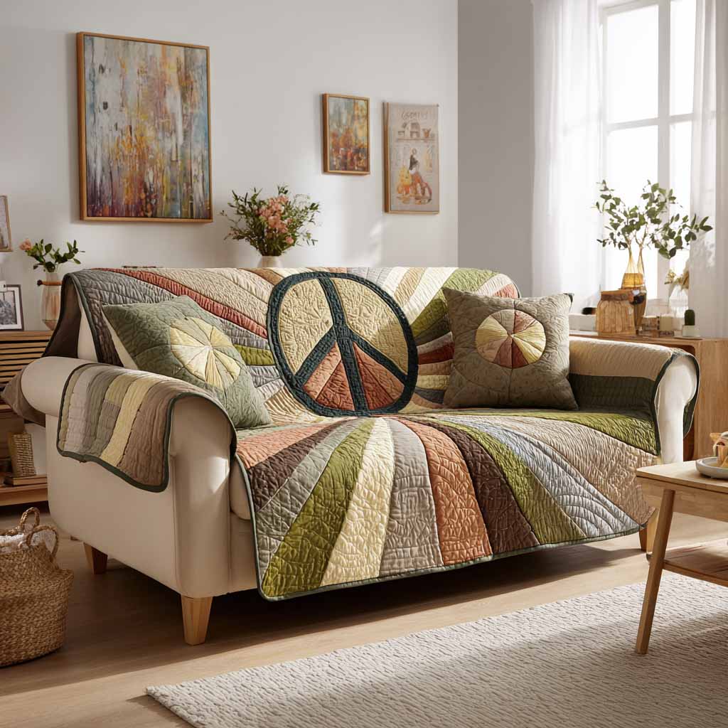 Earth Peace Quilted Sofa Cover Wall Room Decor Best Room Decor Gifts - Tradiviet