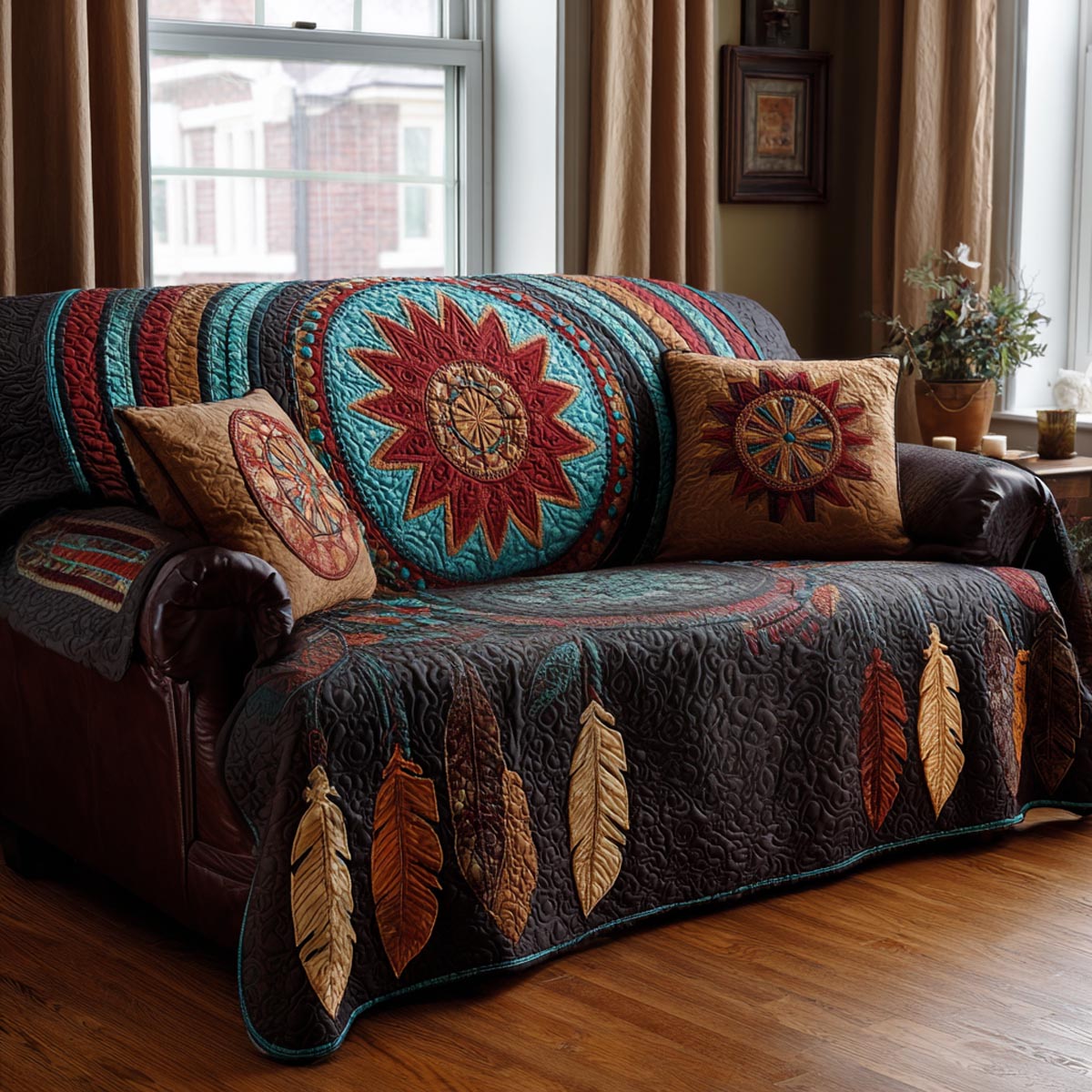 Earth Weave Quilted Sofa Cover Boho Room Decor Gifts For House Lovers - Tradiviet