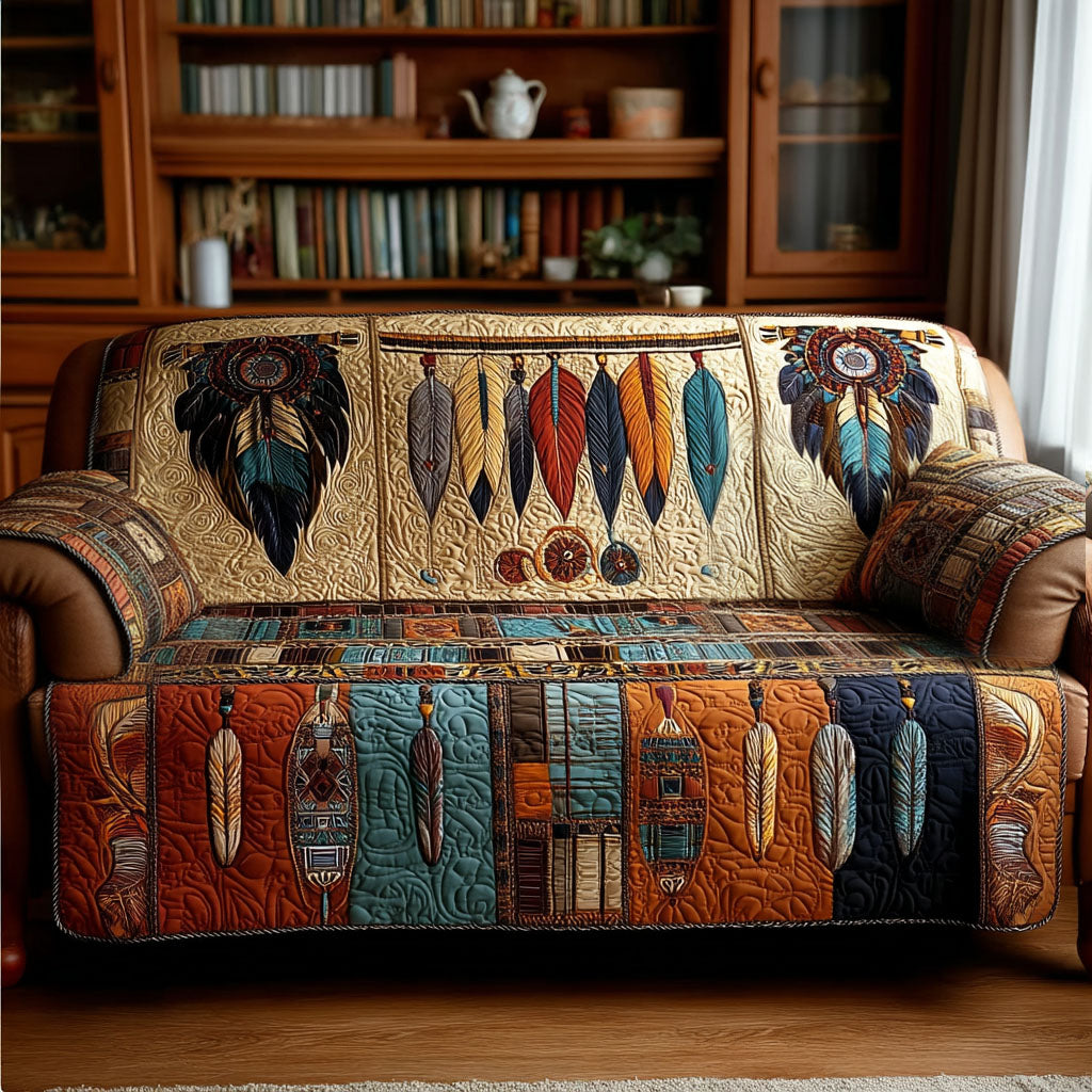Earthbound Stories Quilted Sofa Cover Couch Covers Native American Christmas Gifts - Tradiviet