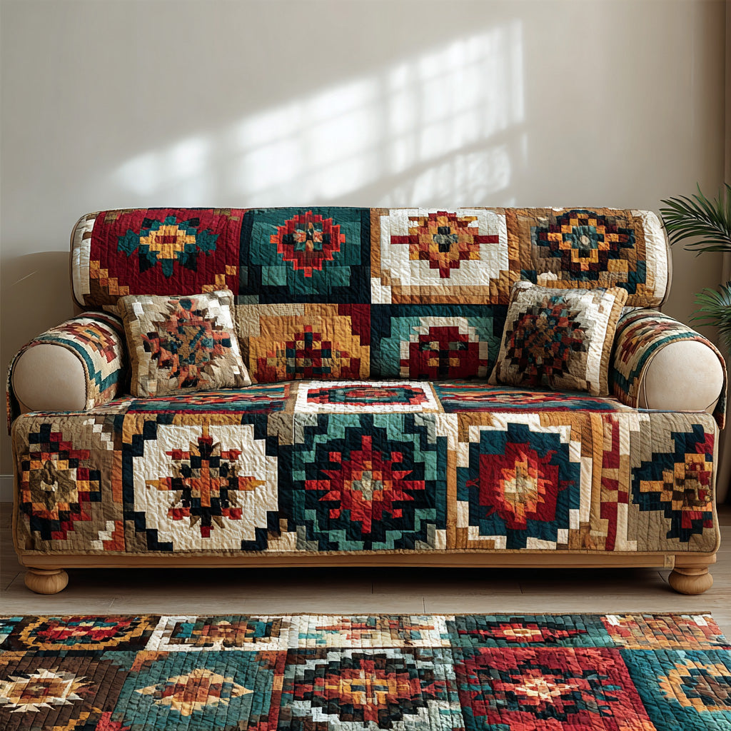 Earthbound Style Quilted Sofa Cover Room Decor For Home Great Housewarming Gift Ideas - Tradiviet