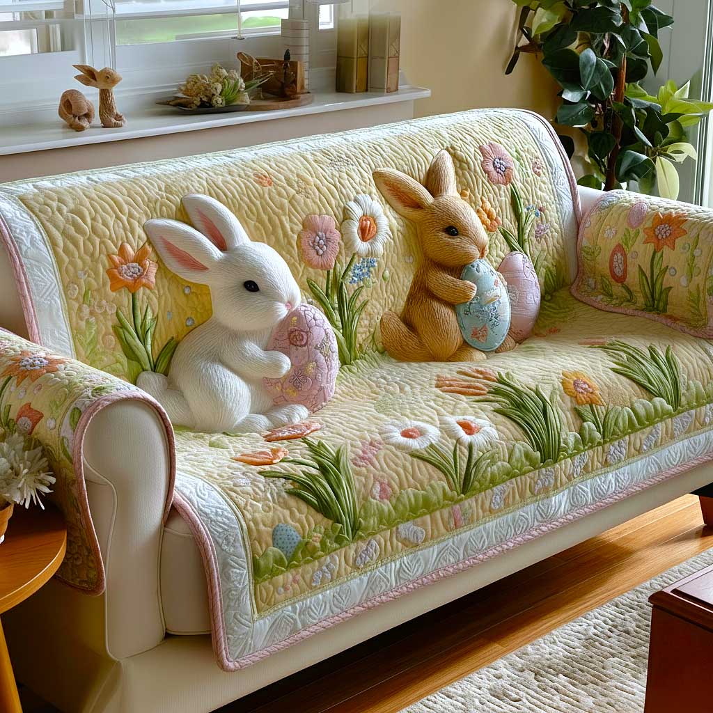 Easter Joy Quilted Sofa Cover Spring Home Couch Cover Gifts For Home Lovers - Tradiviet