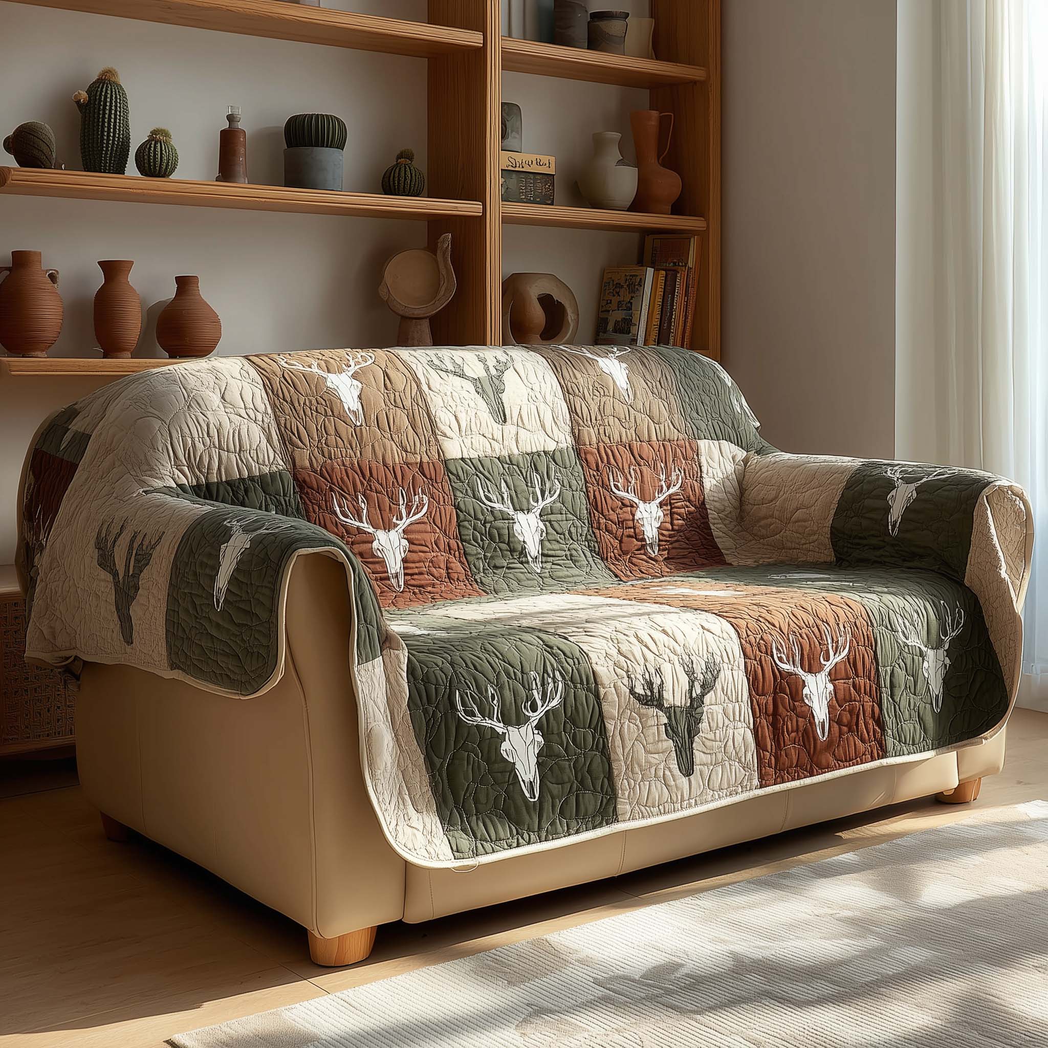 Echoing Wilderness Quilted Sofa Cover Indoor Room Decor Unique Housewarming Gift Ideas - Tradiviet