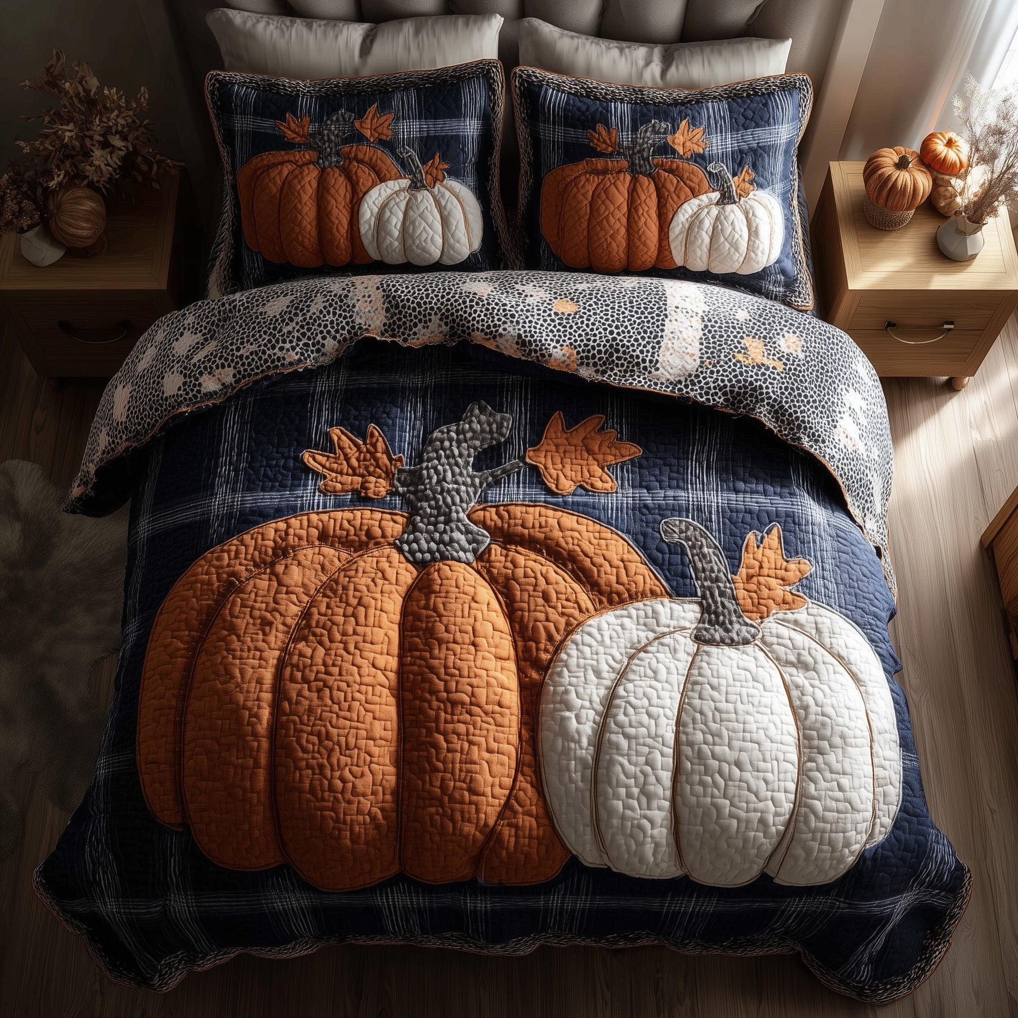 Elegant Fall Quilted Bedding Set Elegant Fall Bohemian Gift For Fall Fans - Tradiviet