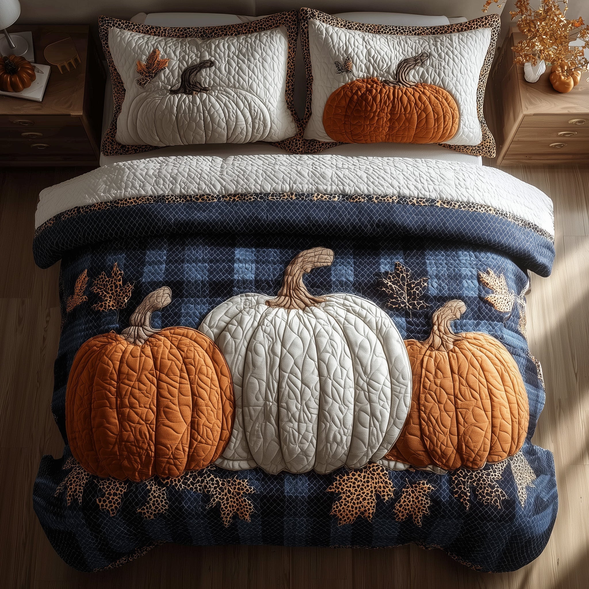 Elegant Fall Quilted Bedding Set Elegant Fall Bright Gift For Elegant Friends - Tradiviet